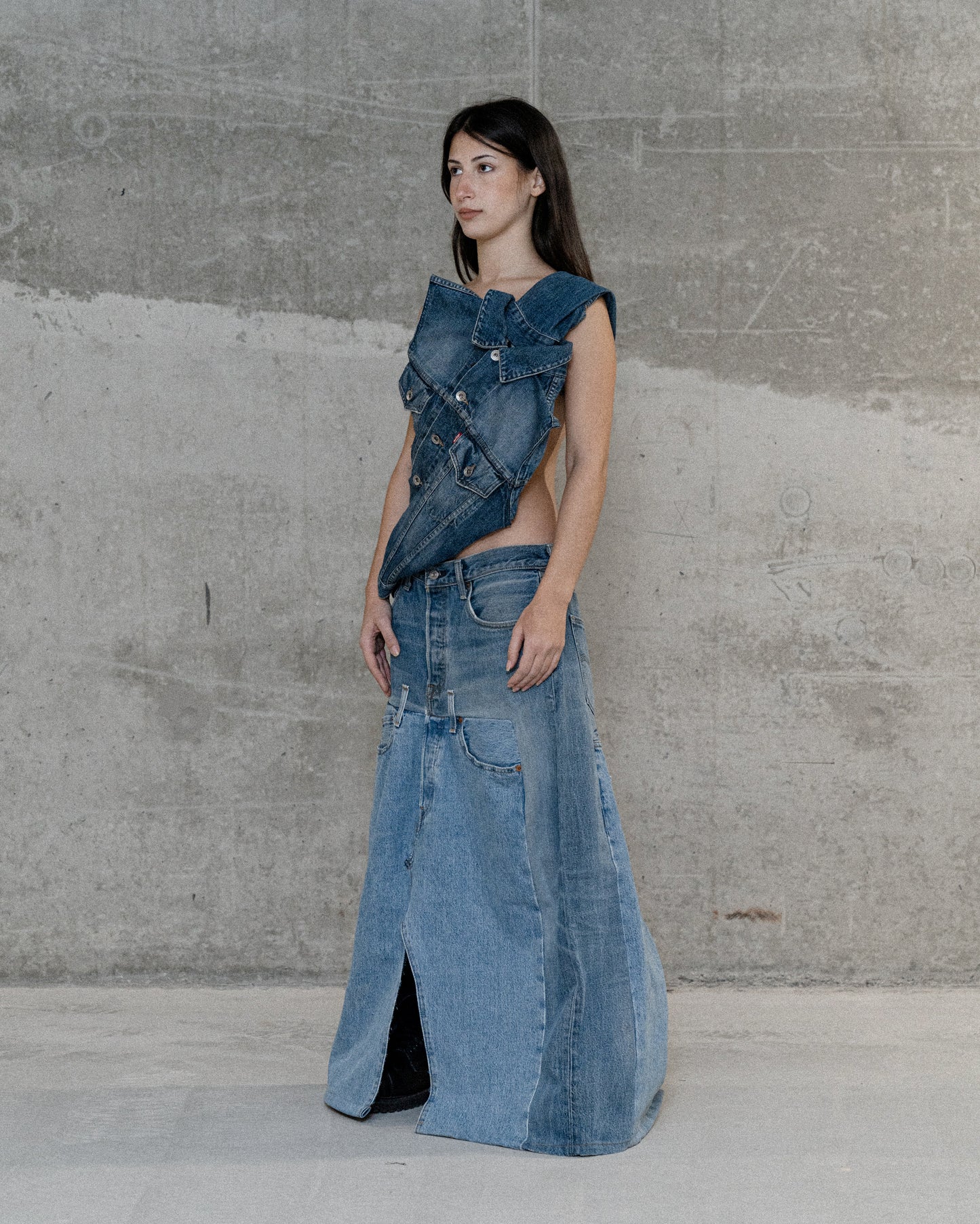 Double Denim Skirt