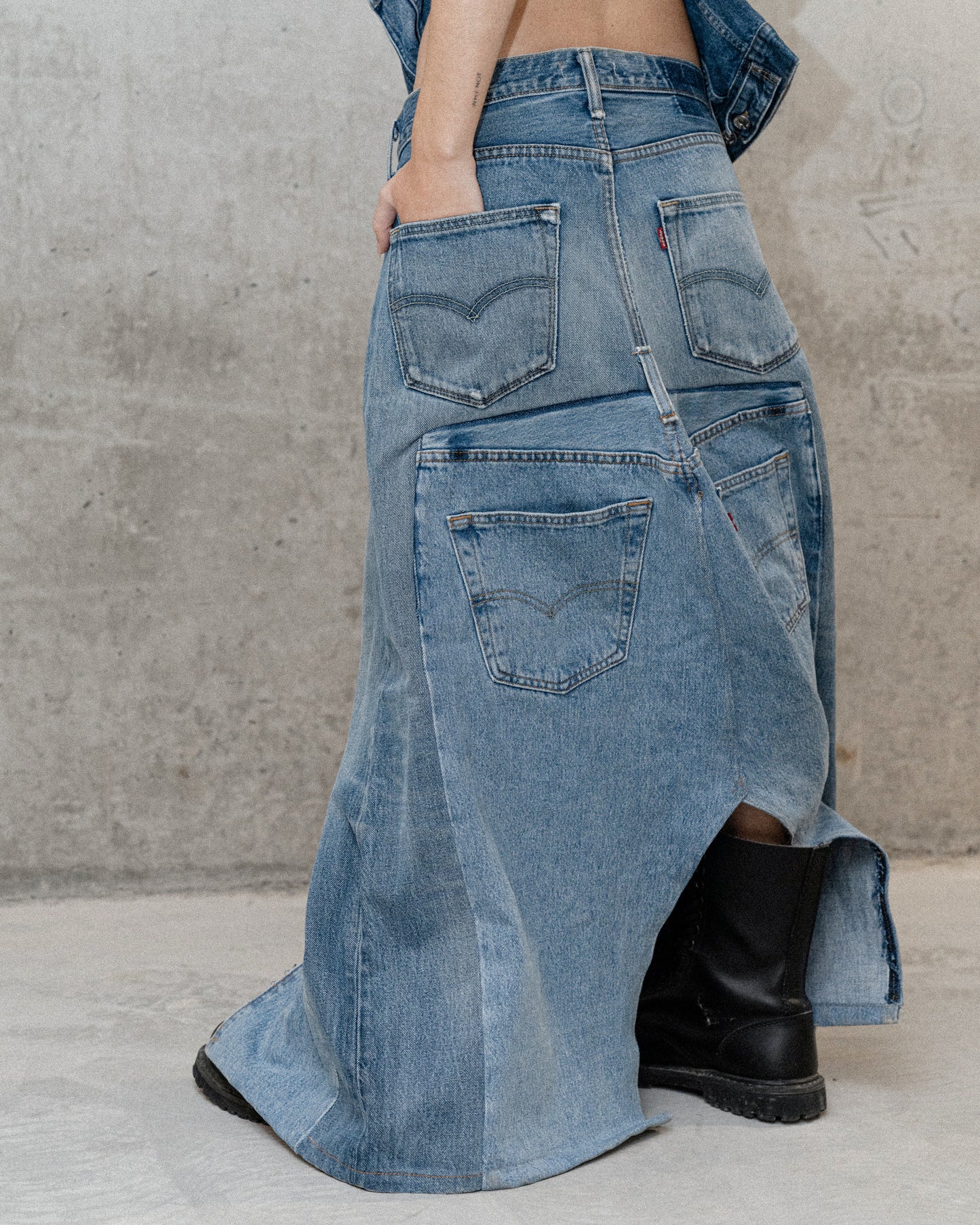 Double Denim Skirt