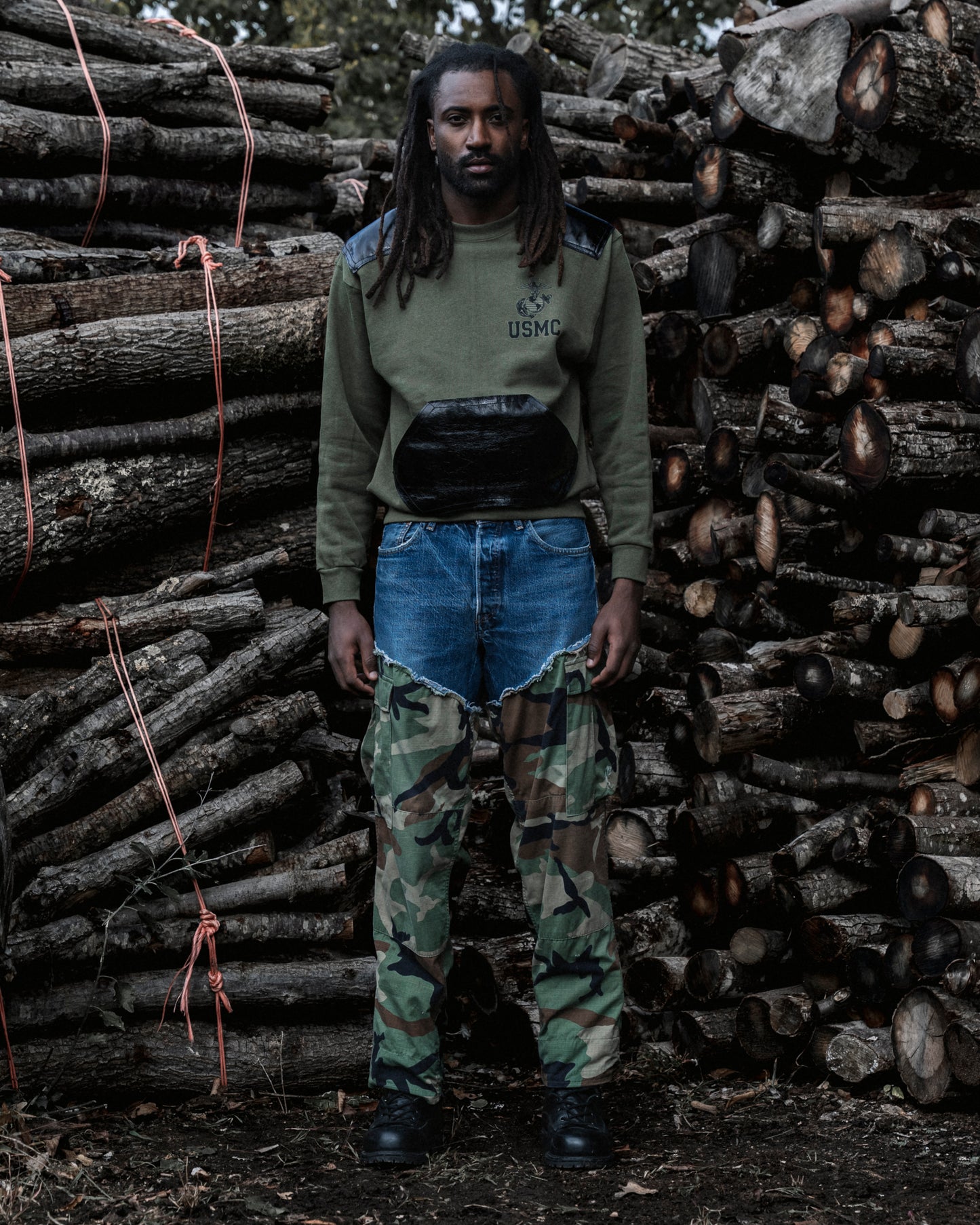 USMC Leather Patches Crewneck