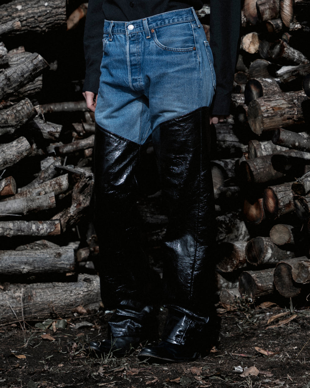 Half-cut Leather Pants