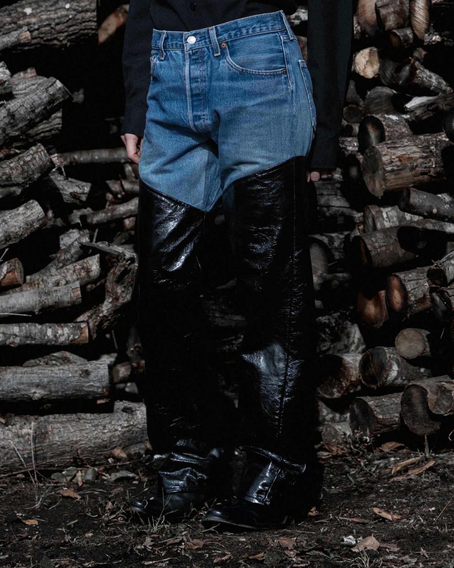 Half-cut Leather Pants