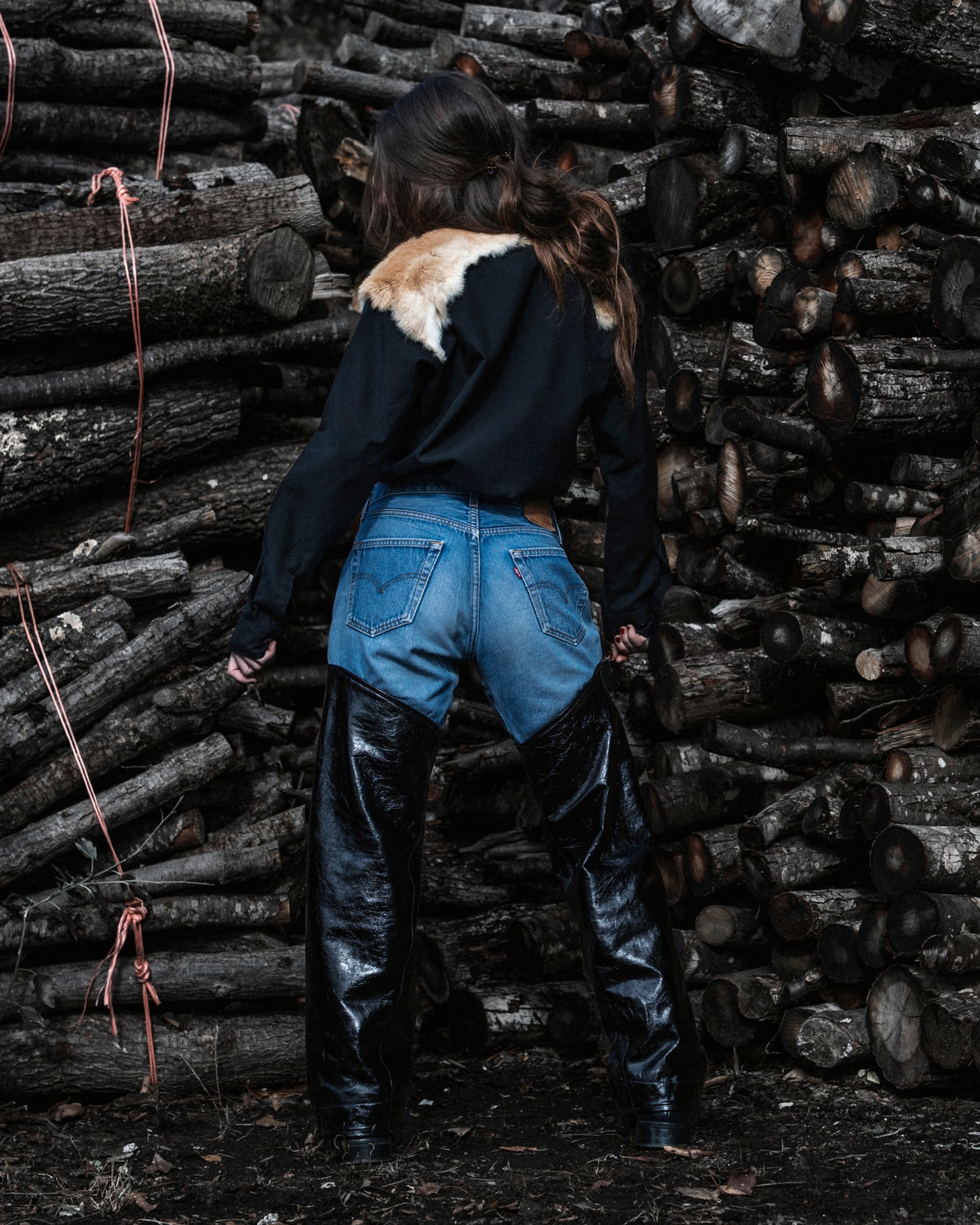 Half-cut Leather Pants