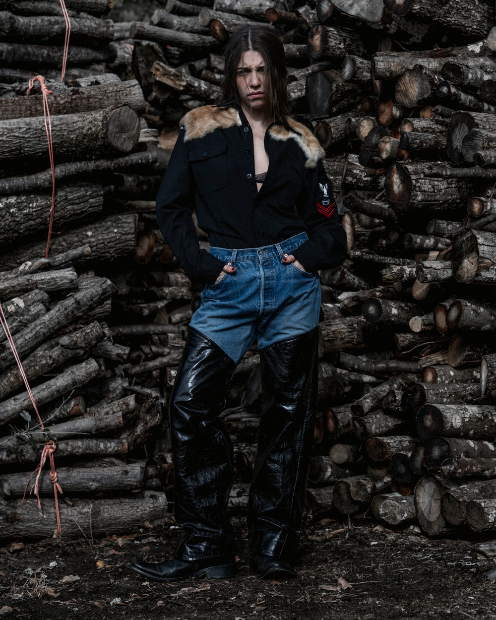 Half-cut Leather Pants