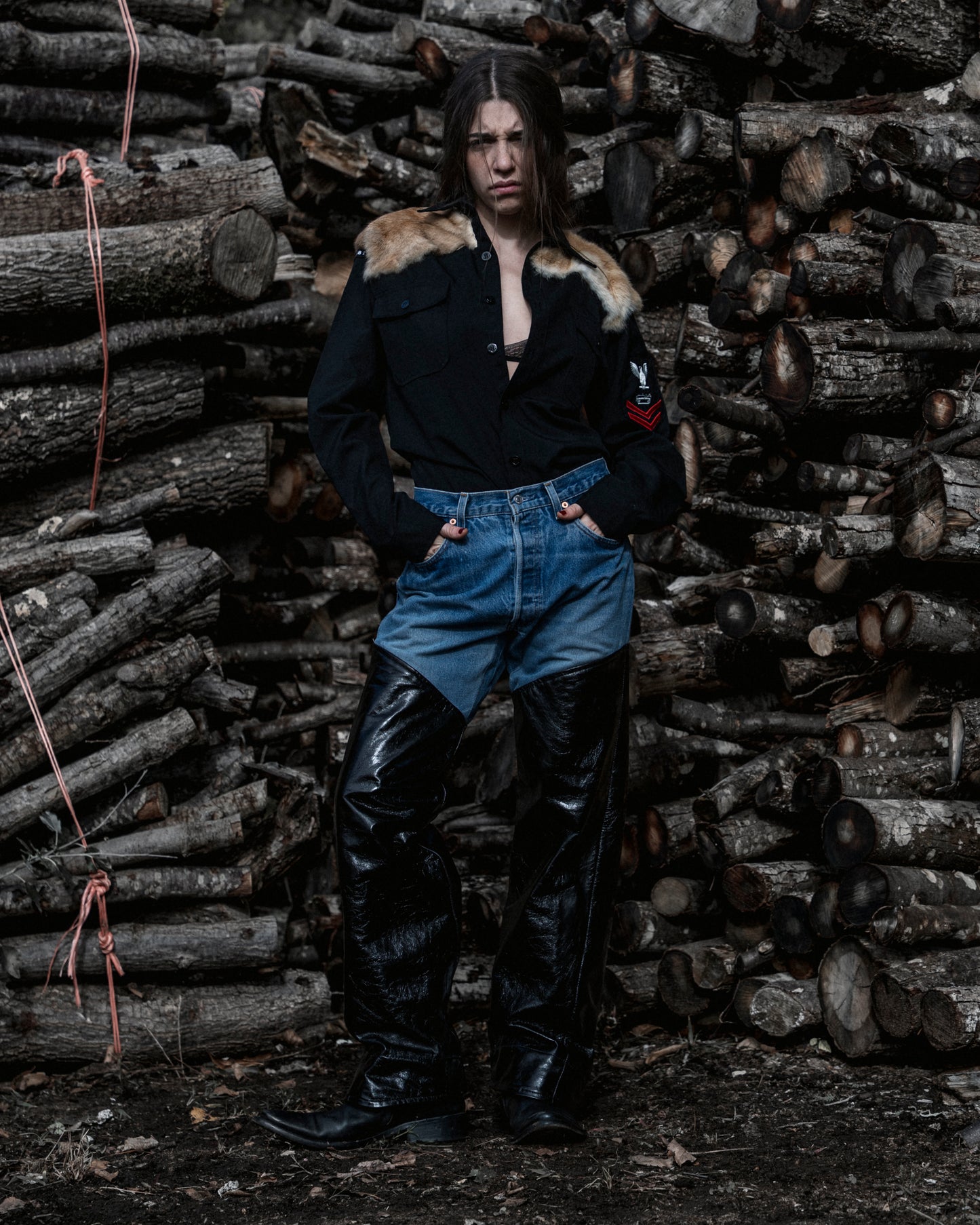 Half-cut Leather Pants