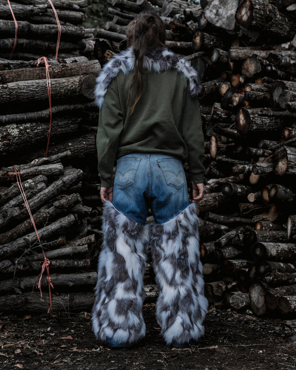 Half-cut Arctic Fox Fur Pants