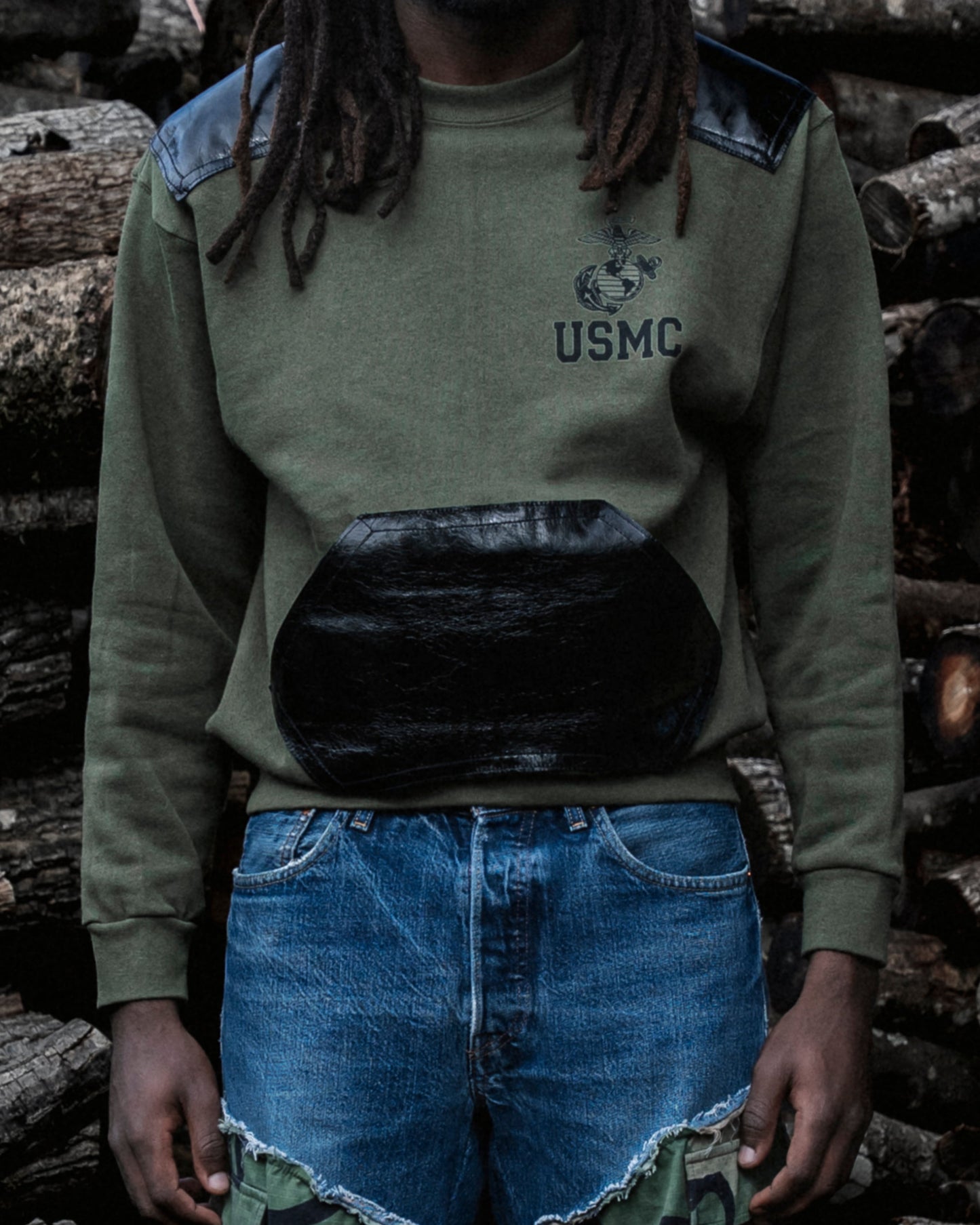 USMC Leather Patches Crewneck