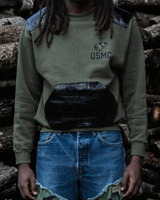 USMC Leather Patches Crewneck