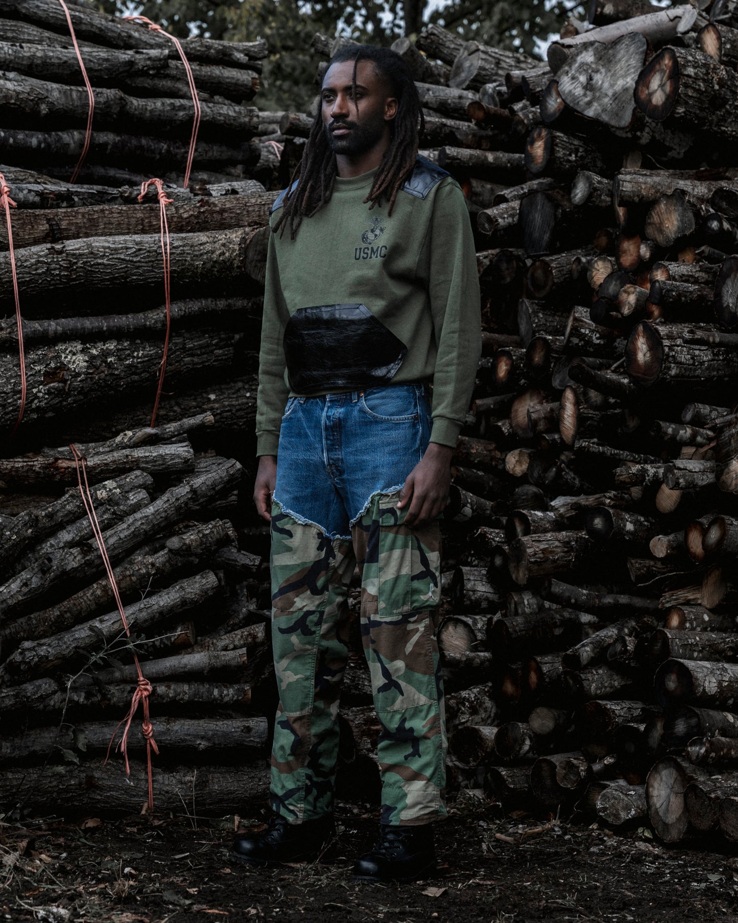 USMC Leather Patches Crewneck