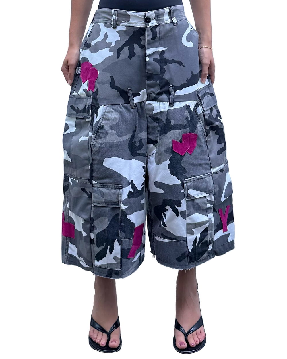 Leather Patches Double Shorts 01