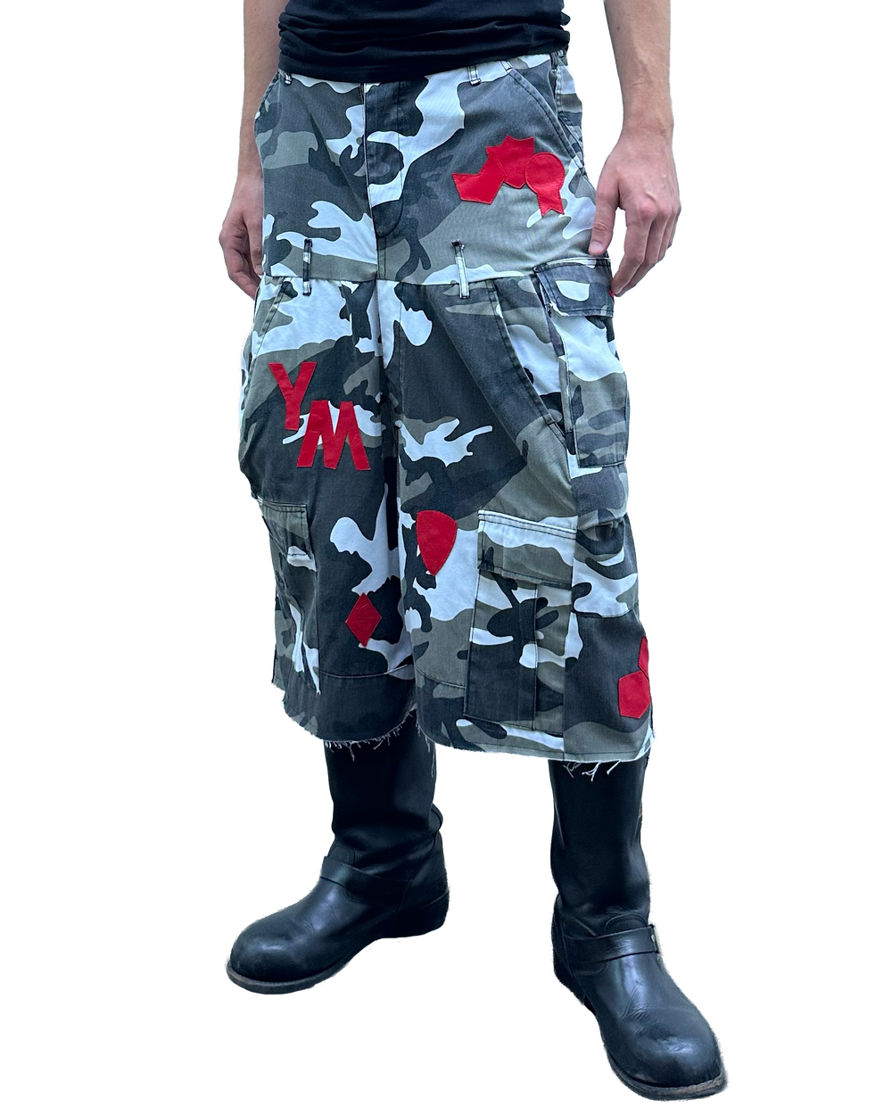Leather Patches Double Shorts 02
