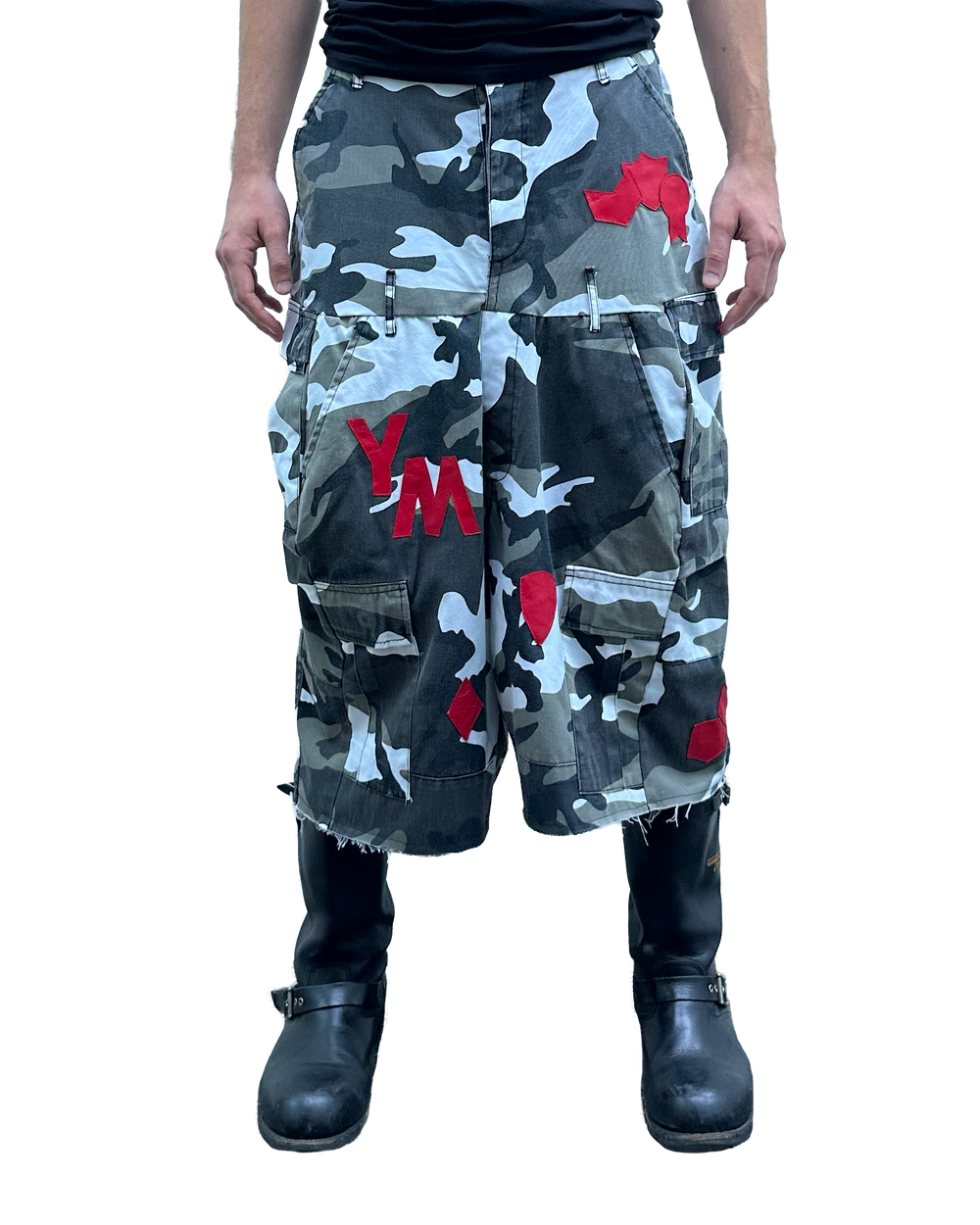 Leather Patches Double Shorts 02